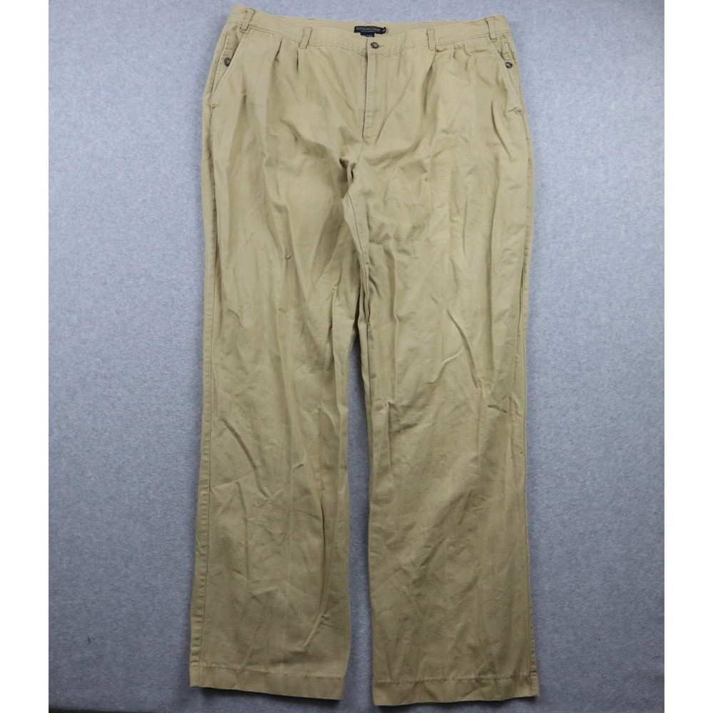 J Peterman Pants Mens 44x36 Straight Chino‎ Casual Cotton Canvas Pleated Beige
